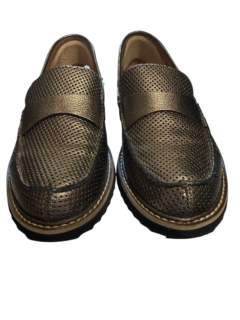 Comfortiva Align Metallic Pewter Perforated Leather Loafers Comfort Shoes 8.5-9 - Picture 6 of 7